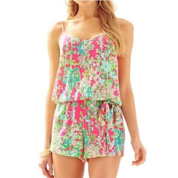 Lilly Pulitzer Deanna Flamingo Pink Southern Charm Romper - XXS - Picture 1 of 10